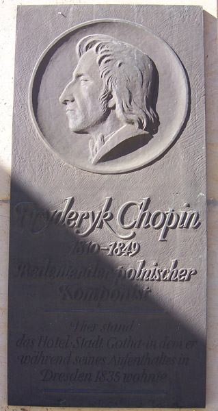 Chopinsbüste an der Schlossstrasse in Dresden